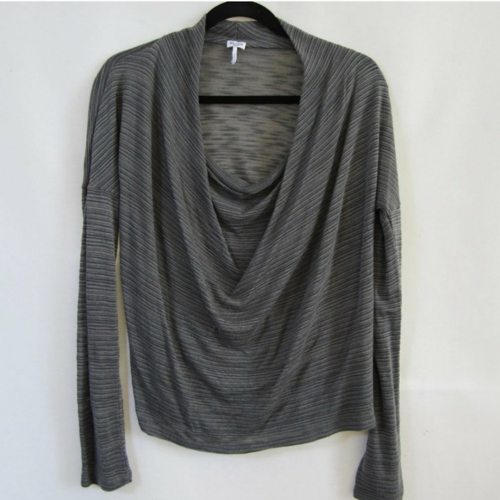 Splendid gray burnout cowl neck top Sz L